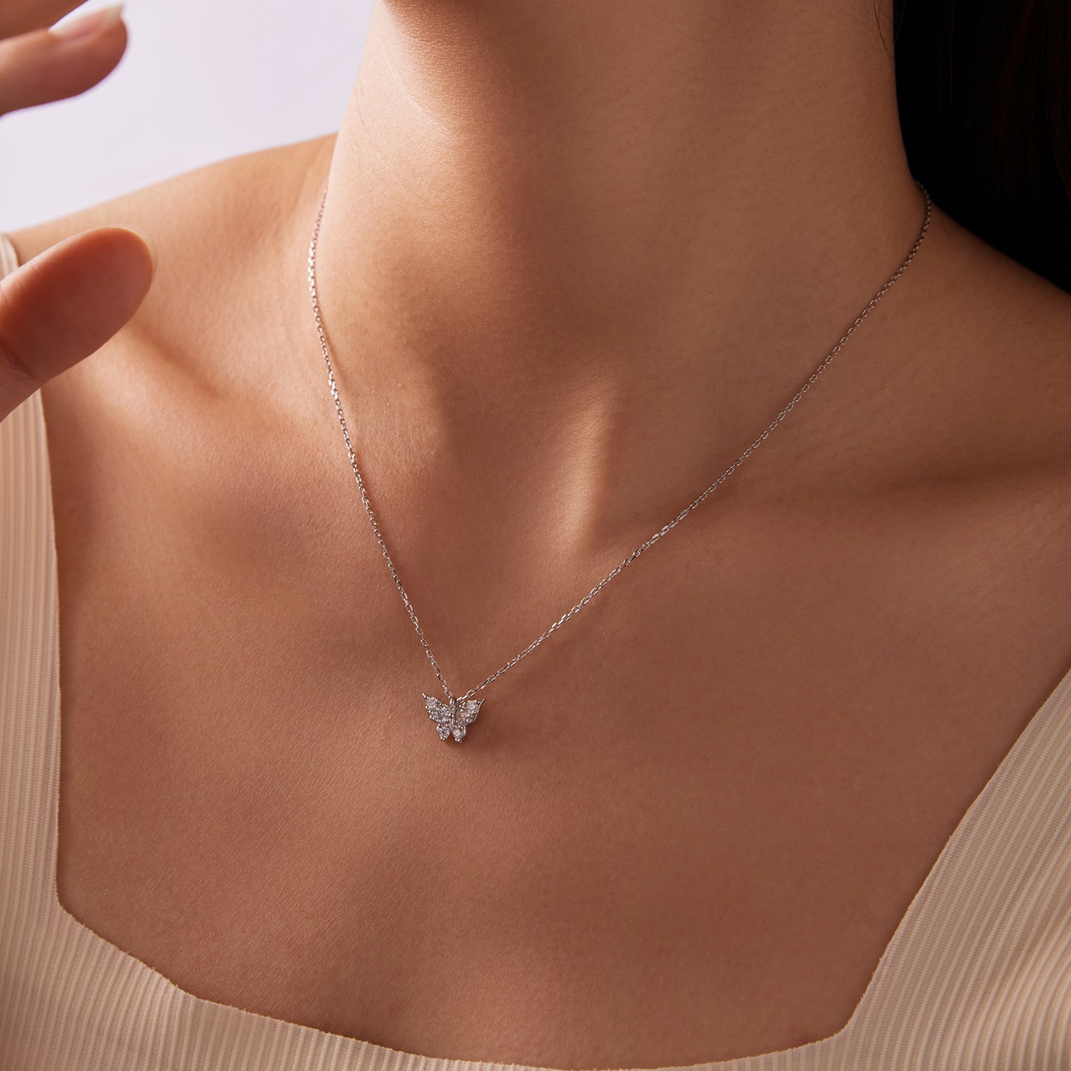 925 Sterling Silver Plated White Gold Moissanite Necklace 40+5cm for Women  DestGlow