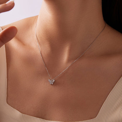 925 Sterling Silver Plated White Gold Moissanite Necklace 40+5cm for Women  DestGlow