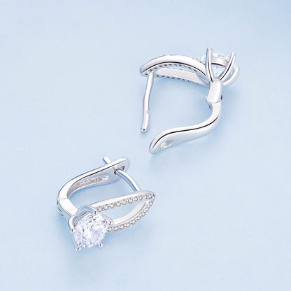 925 Sterling Silver Earrings with CZ Pavé Setting, 1.4*0.62cm for Women  DestGlow