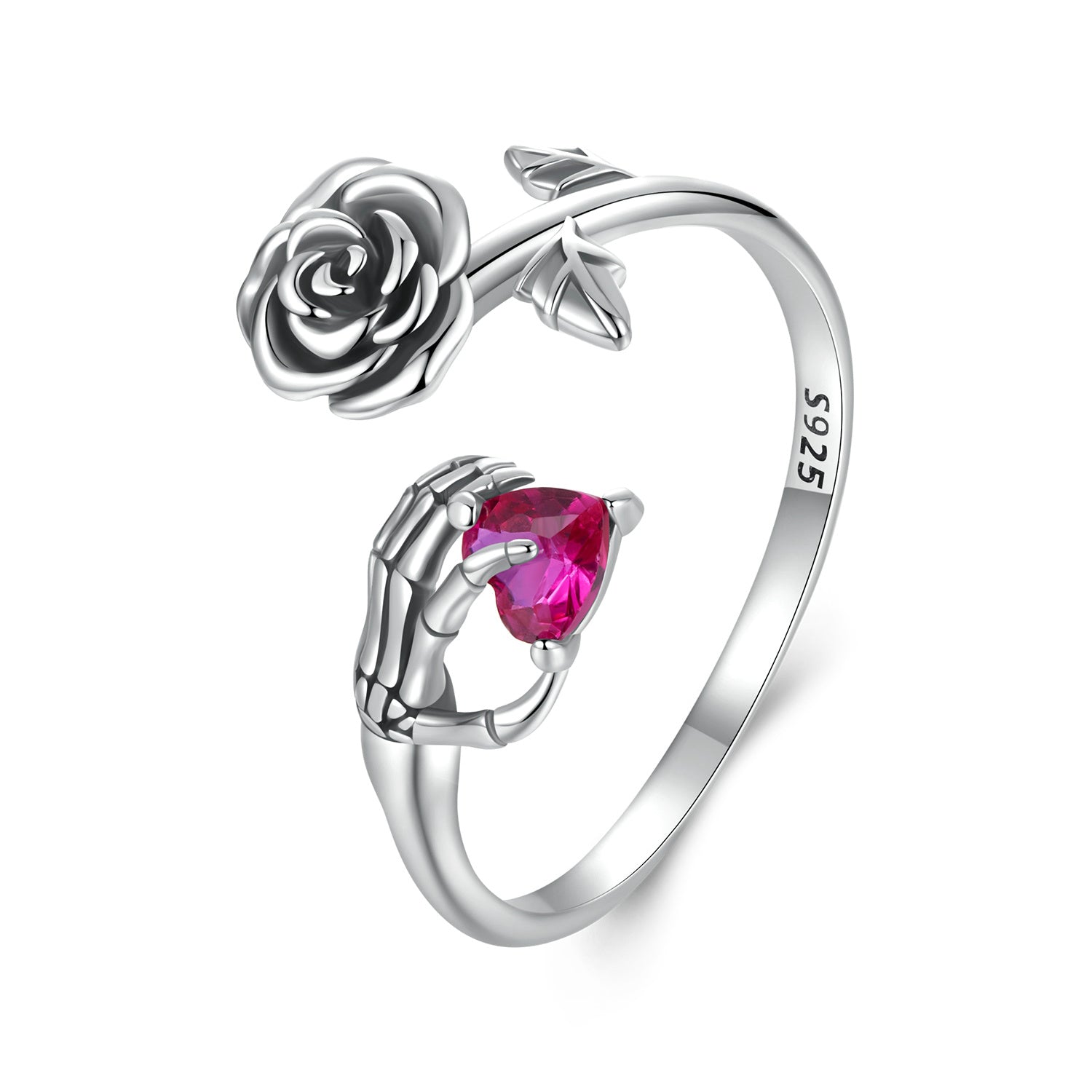 925 Sterling Silver Ring with Pavé Setting CZ, Width 0.15cm, Women&