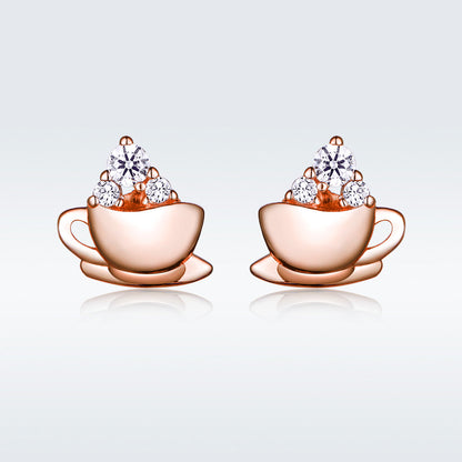 925 Sterling Silver Rose Gold Plated Pavé CZ Earrings for Women  DestGlow