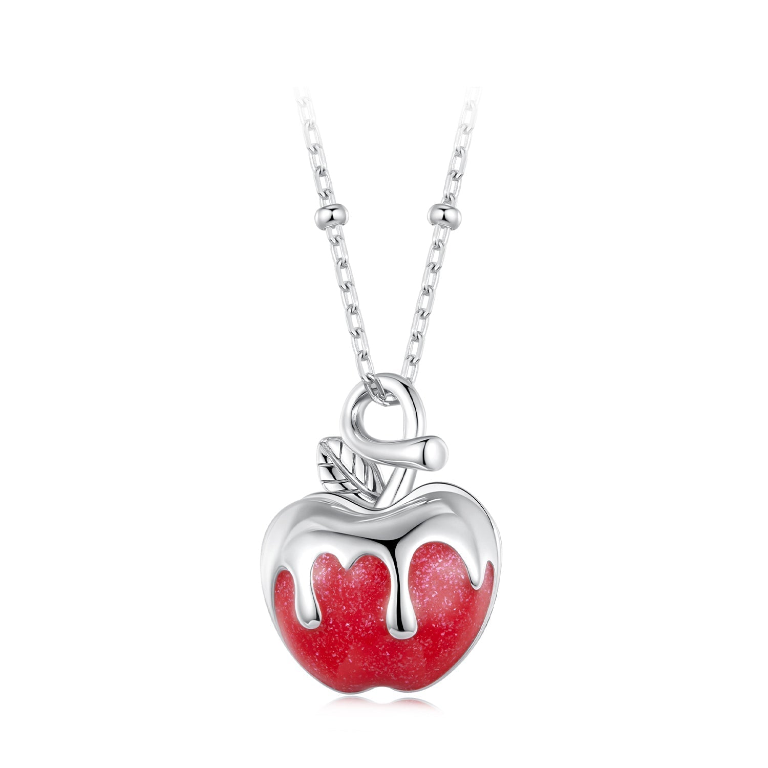 925 Sterling Silver White Gold Plated Enamel Necklace 40+5cm for Women  DestGlow