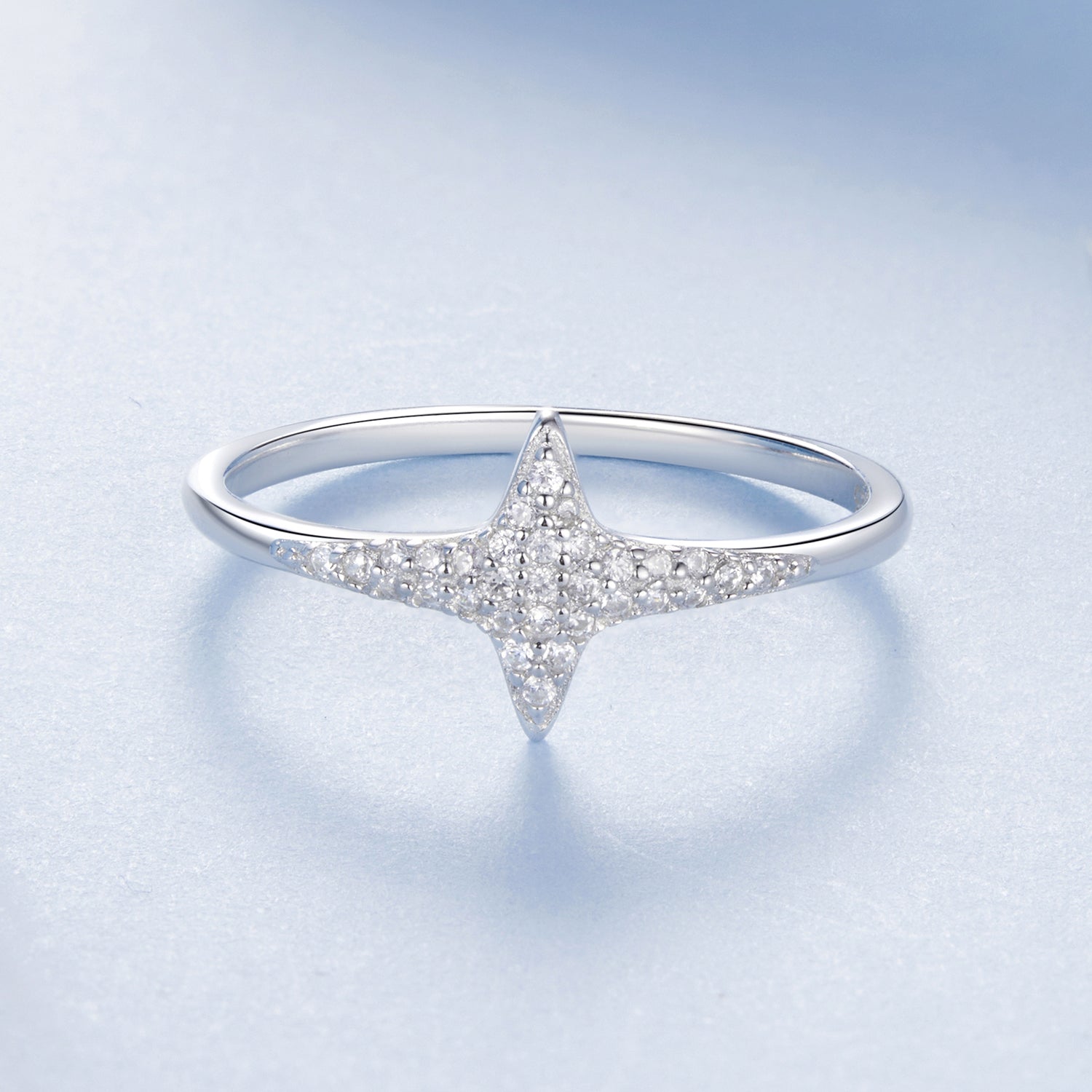 925 Sterling Silver White Gold Plated Ring with Pavé Setting CZ, Size 6.0 for Women  DestGlow