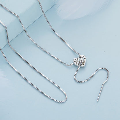 925 Sterling Silver Adjustable Necklace with CZ Pendant for Women  DestGlow