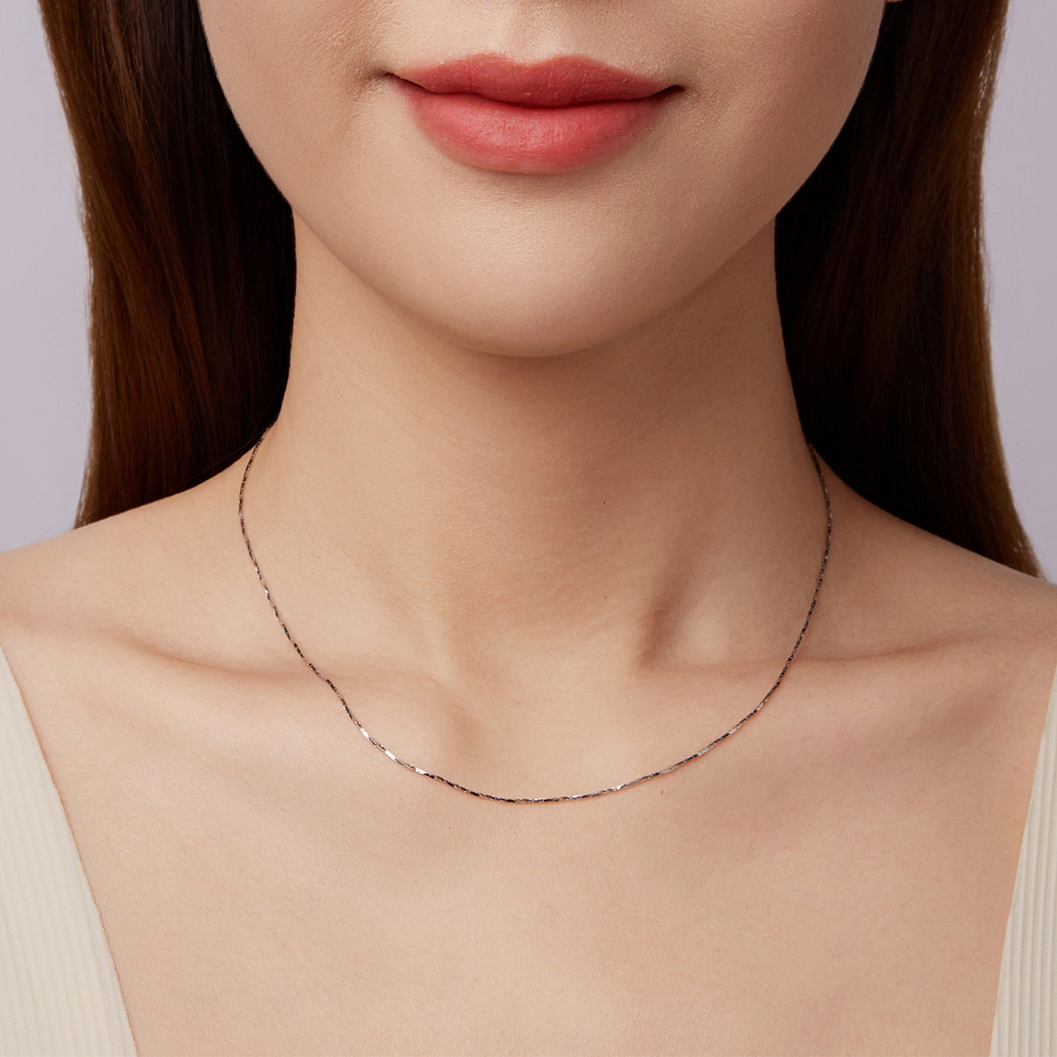 925 Sterling Silver White Gold Plated Necklace 40+5cm for Women  DestGlow