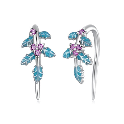 925 Sterling Silver White Gold Plated Enamel Earrings  DestGlow