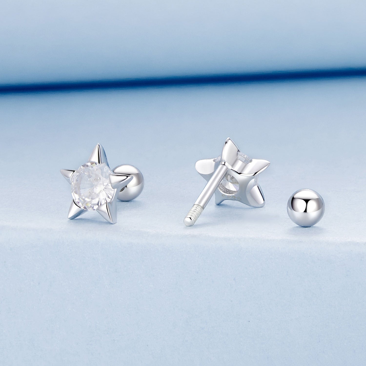 925 Sterling Silver Earrings with Pavé Setting CZ in White Gold  DestGlow