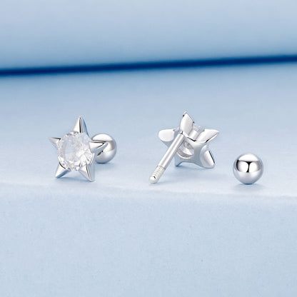 925 Sterling Silver Earrings with Pavé Setting CZ in White Gold  DestGlow