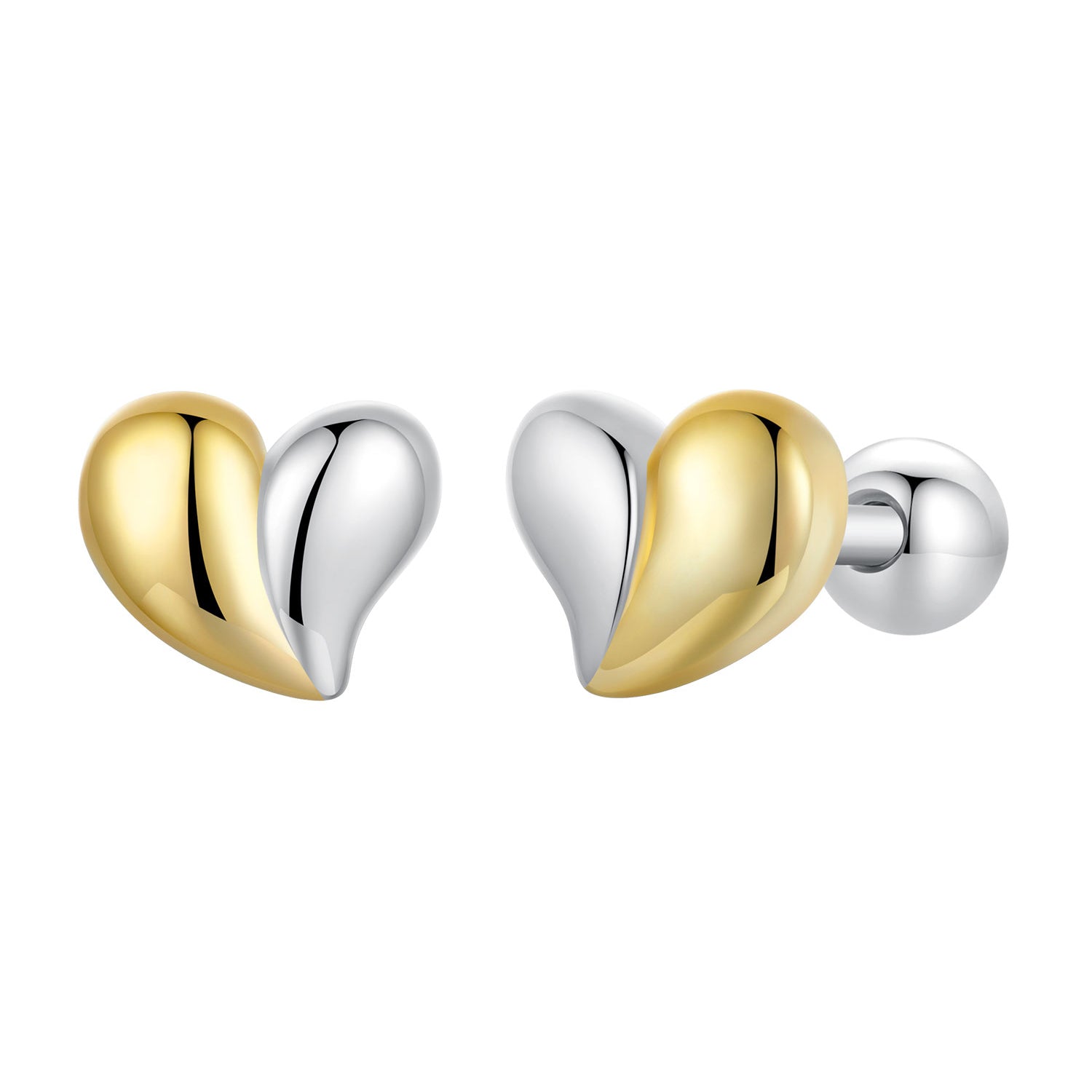 925 Sterling Silver &amp; Plated Gold Earrings for Women - 0.5*0.6cm  DestGlow