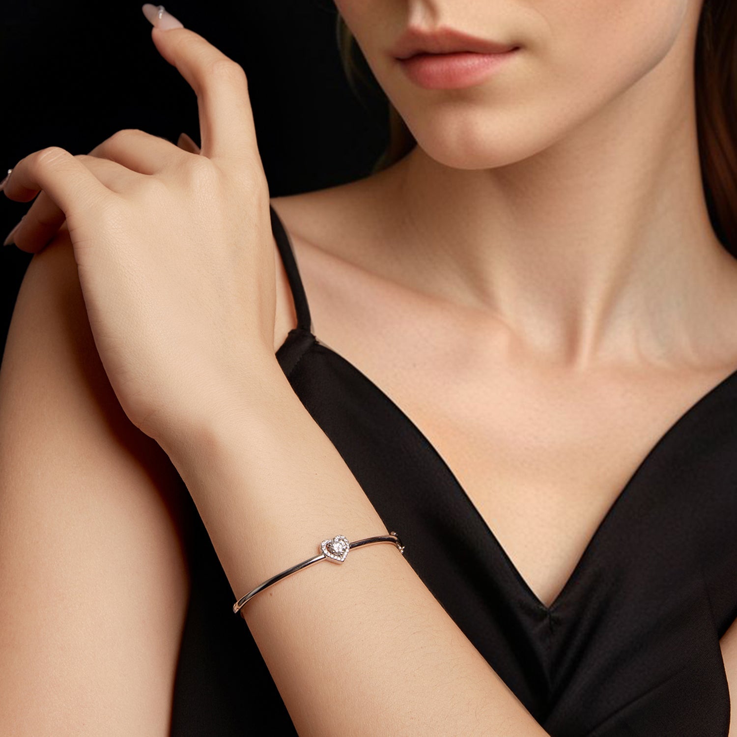 925 Sterling Silver Moissanite &amp; CZ Bracelet Size 17 for Women  DestGlow