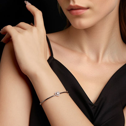 925 Sterling Silver Moissanite &amp; CZ Bracelet Size 17 for Women  DestGlow