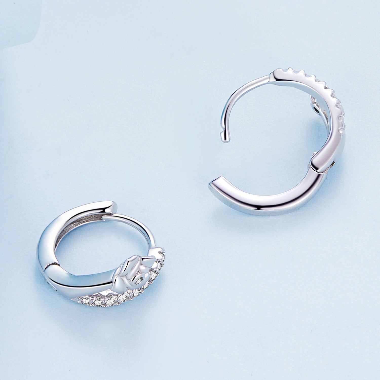 925 Sterling Silver Platinum Plated Pavé CZ Earrings  DestGlow