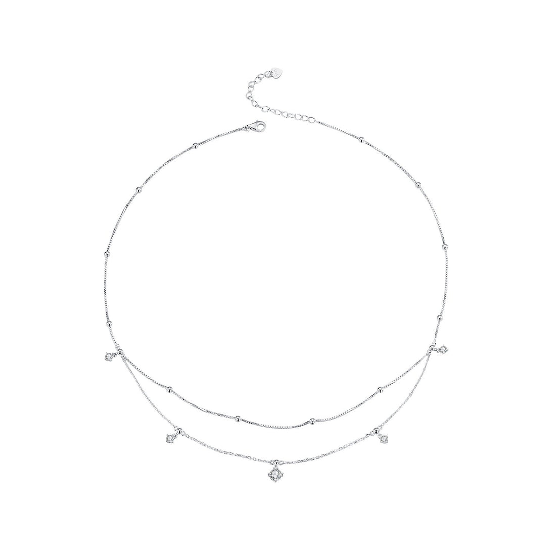 925 Sterling Silver Plated White Gold Moissanite Necklace 400+50mm for Women  DestGlow
