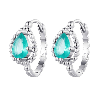 925 Sterling Silver Earrings with Pavé Setting and Transparent Glass  DestGlow