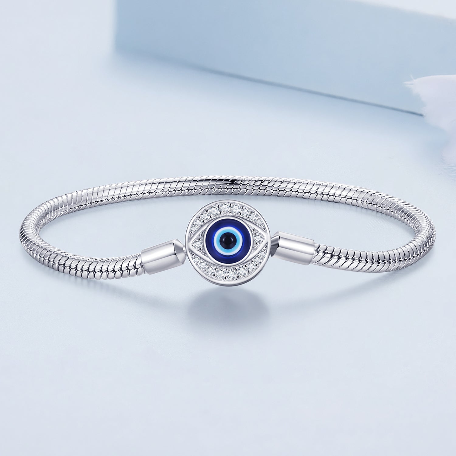925 Sterling Silver Bracelet with CZ &amp; Resin, Size 17.0  DestGlow