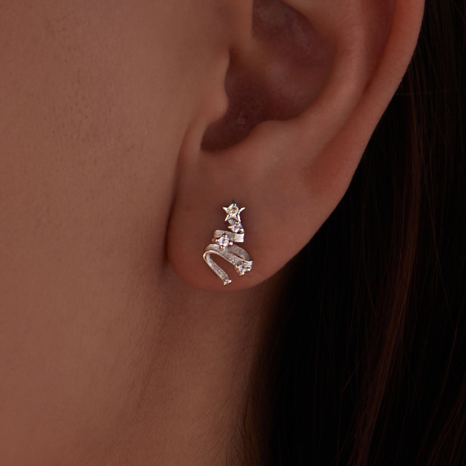 925 Sterling Silver Earrings with White Gold Plating and CZ  DestGlow
