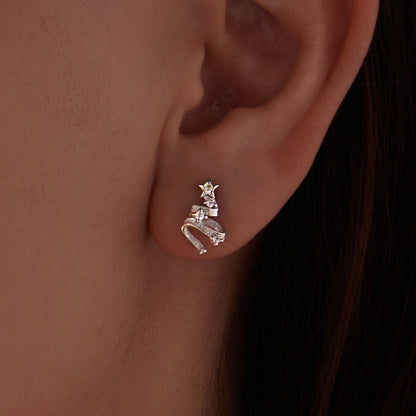 925 Sterling Silver Earrings with White Gold Plating and CZ  DestGlow