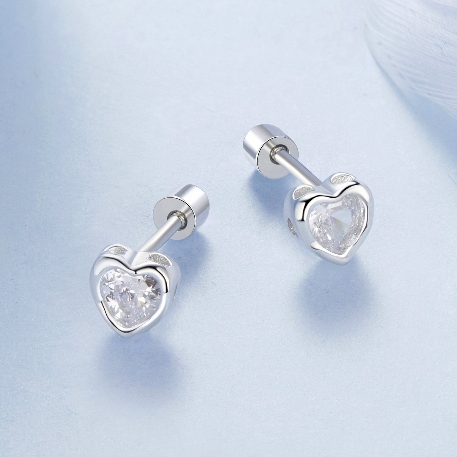 925 Sterling Silver Earrings with Plated White Gold &amp; Pavé Setting CZ, 0.5cm for Women  DestGlow