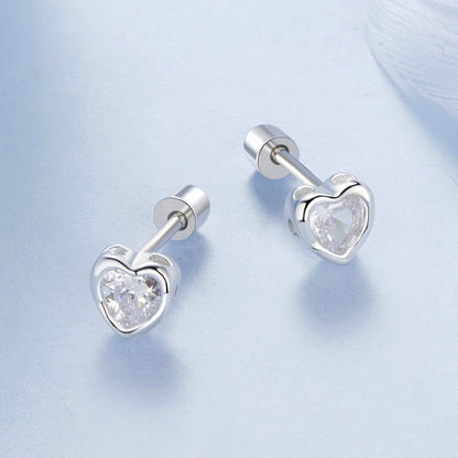 925 Sterling Silver Earrings with Plated White Gold &amp; Pavé Setting CZ, 0.5cm for Women  DestGlow