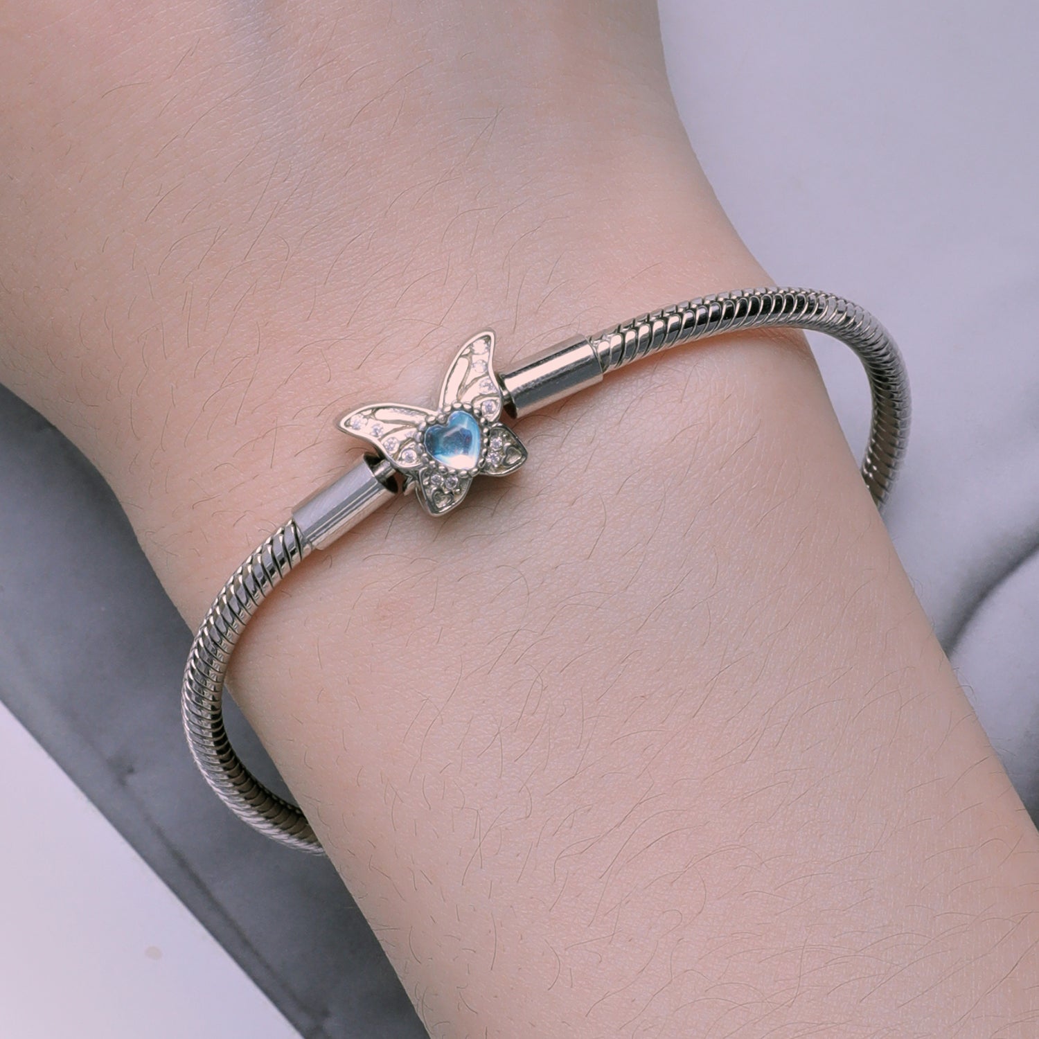 925 Sterling Silver Moonstone Bracelet 17.0 cm Pavé Setting for Women  DestGlow