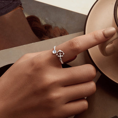 925 Sterling Silver &amp; White Gold Pave Setting Moonstone Ring for Women  DestGlow