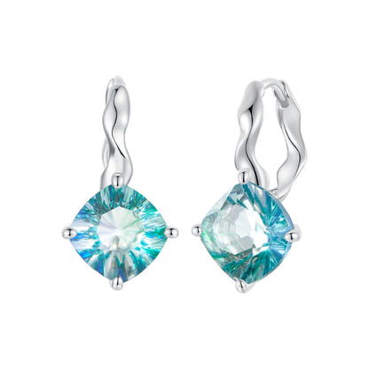 925 Sterling Silver Earrings with Transparent Glass and White Gold Plating for Women  DestGlow