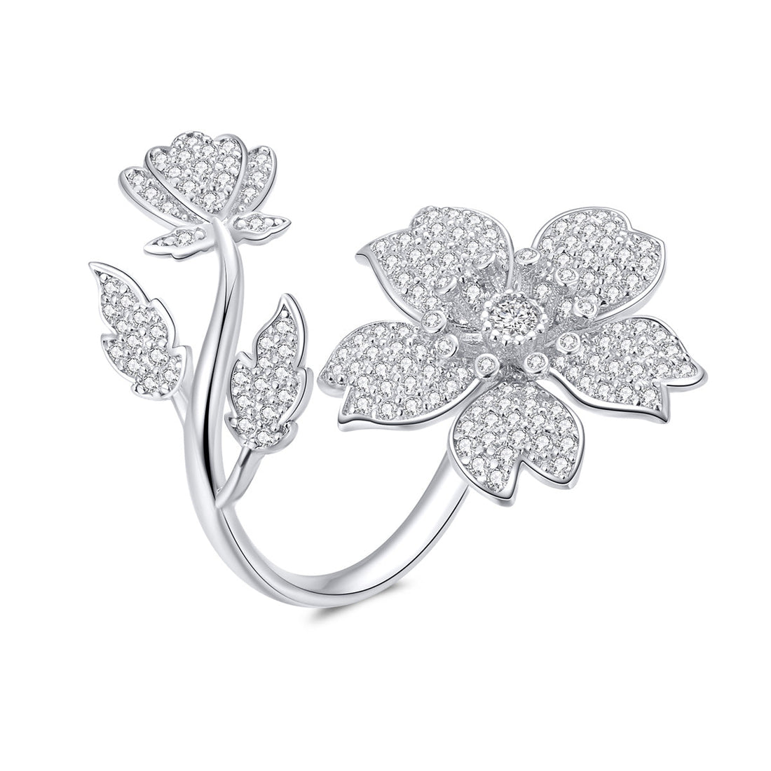 925 Sterling Silver Plated Platinum Pavé Setting CZ 0.2cm Ring by Bids.com