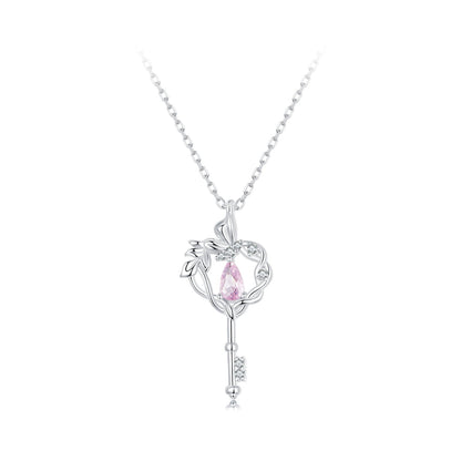 925 Sterling Silver Necklace with CZ in Pavé Setting, 400+50mm Length for Women  DestGlow