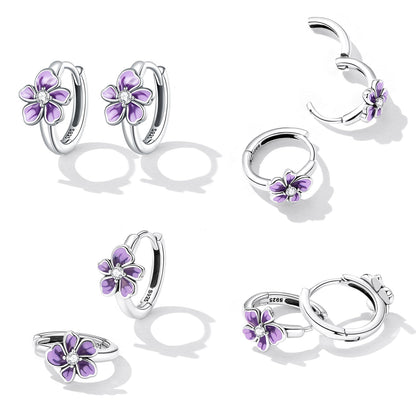 925 Sterling Silver Enamel Earrings with CZ - 1.2x0.7cm, Oxidized Finish for Women  DestGlow