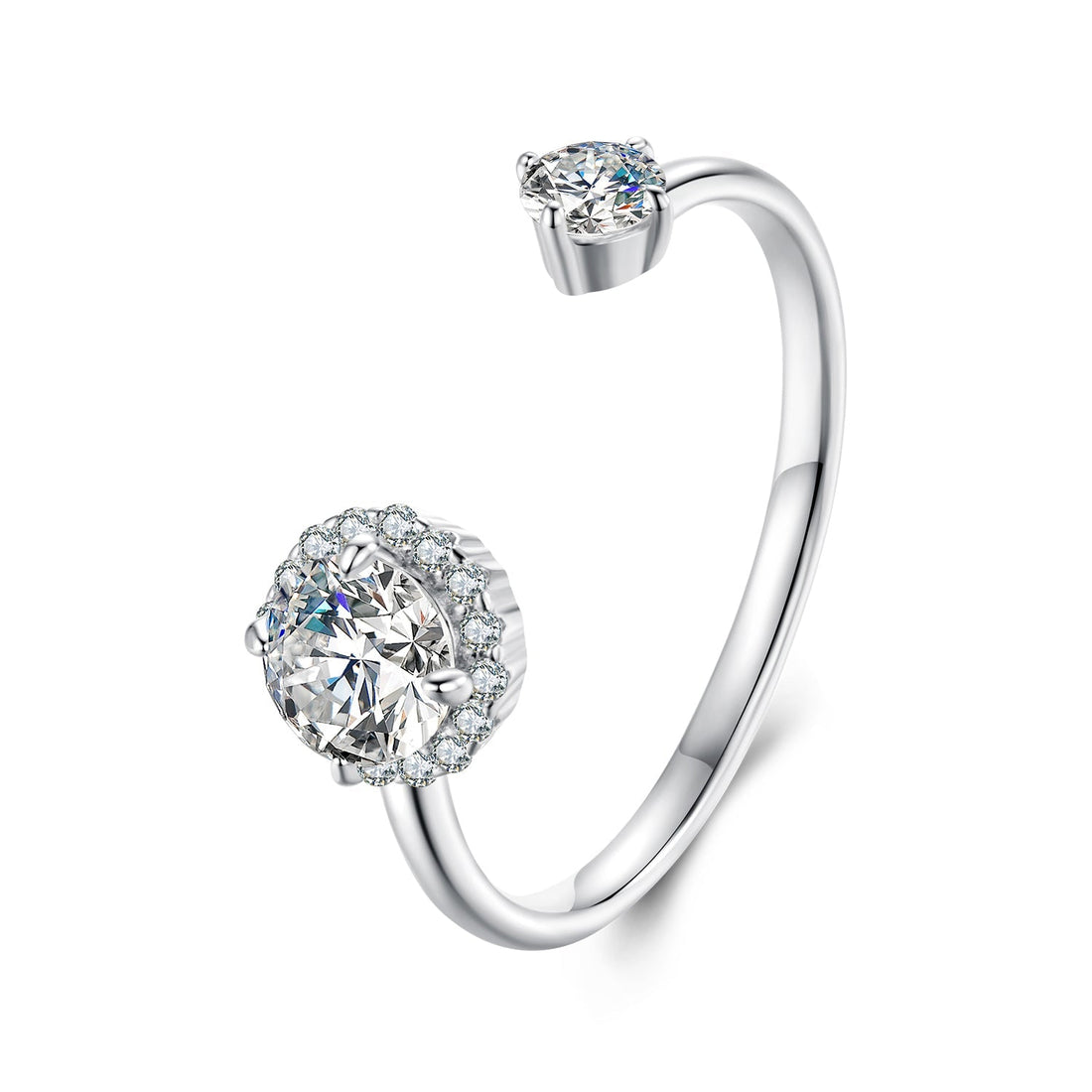 925 Sterling Silver Moissanite 0.5ct &amp; 0.2ct Ring in Size E for Women  DestGlow