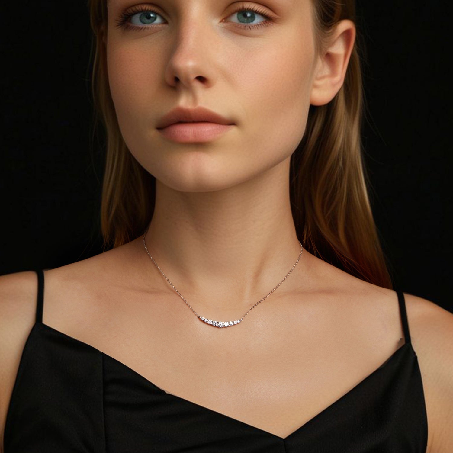 925 Sterling Silver 38+5cm White Gold Plated Moissanite Necklace for Women  DestGlow
