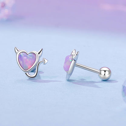 925 Sterling Silver White Gold Plated Opal Earrings 0.7x0.8cm for Women  DestGlow