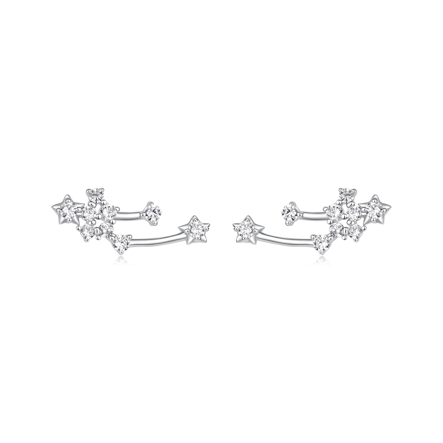 925 Sterling Silver &amp; Brass White Gold Plated Earrings with CZ for Women