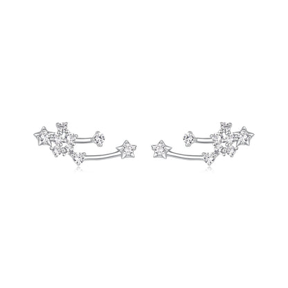 925 Sterling Silver &amp; Brass White Gold Plated Earrings with CZ for Women