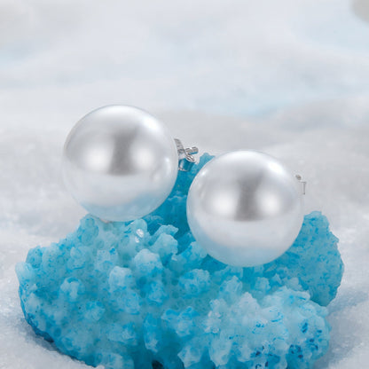 925 Sterling Silver Earrings with Quality Shell Pearl in White Gold Plating for Women  DestGlow