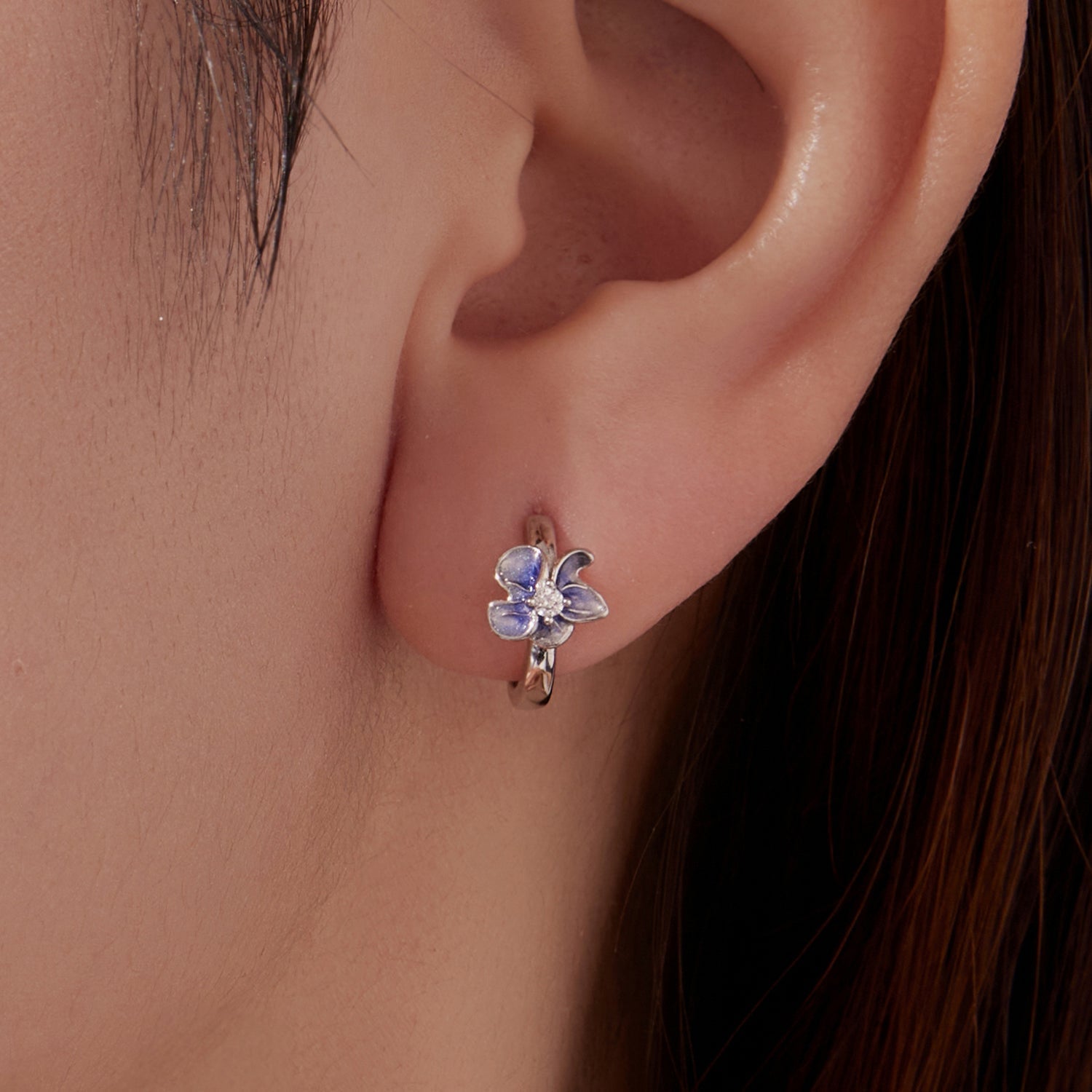 925 Sterling Silver White Gold Plated Enamel CZ Hoop Earrings for Women  DestGlow