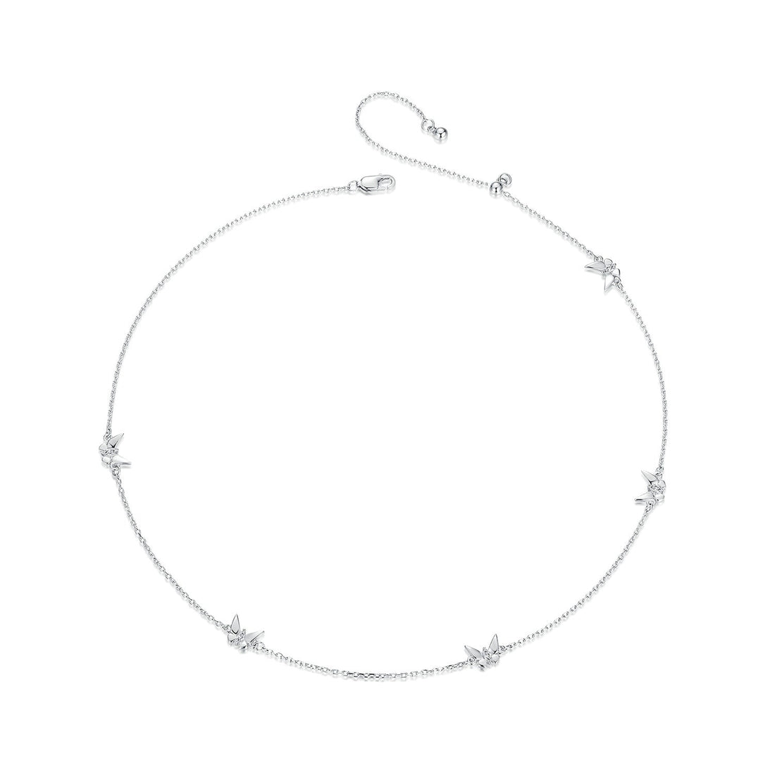 925 Sterling Silver Adjustable Necklace with White Gold Plating  DestGlow