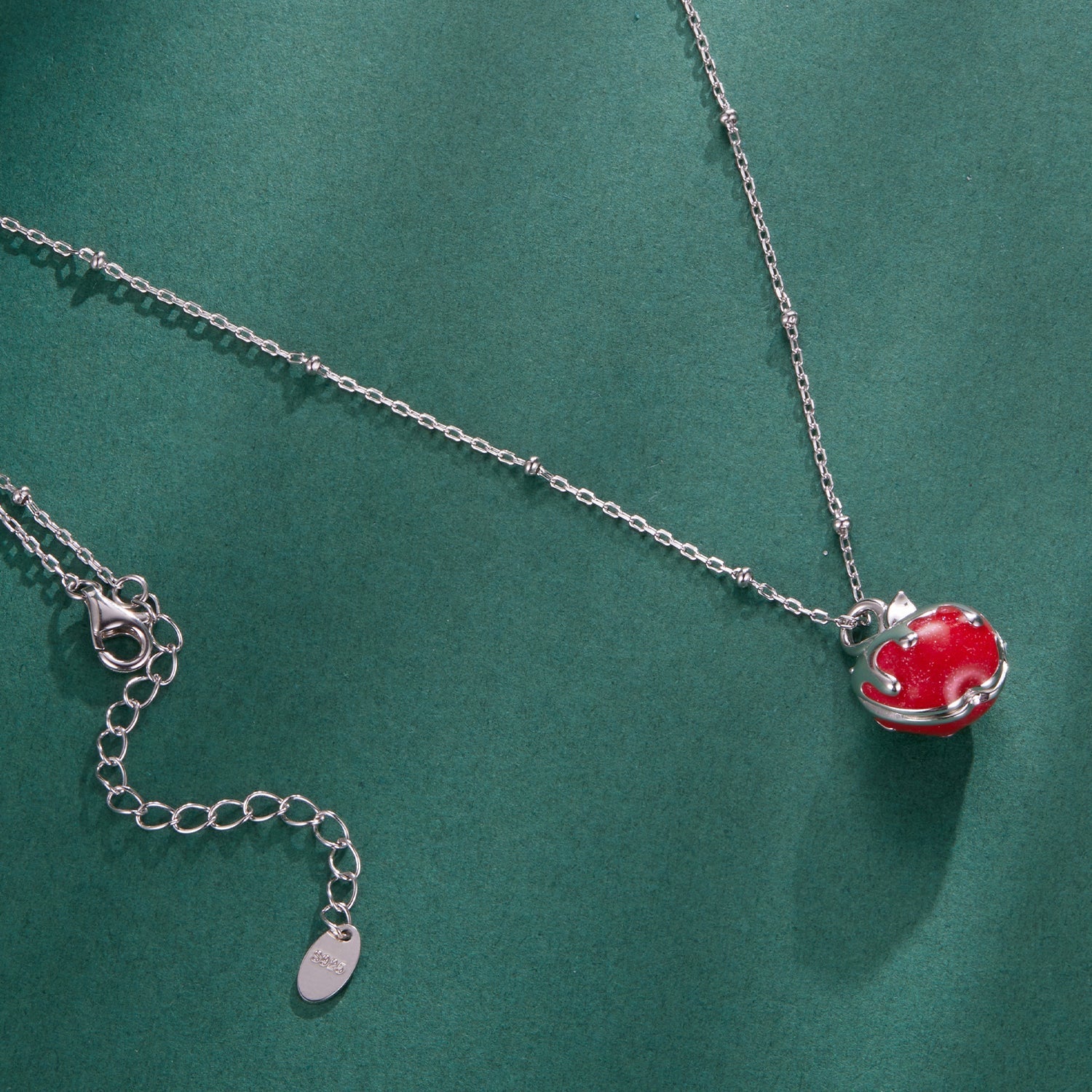 925 Sterling Silver White Gold Plated Enamel Necklace 40+5cm for Women  DestGlow