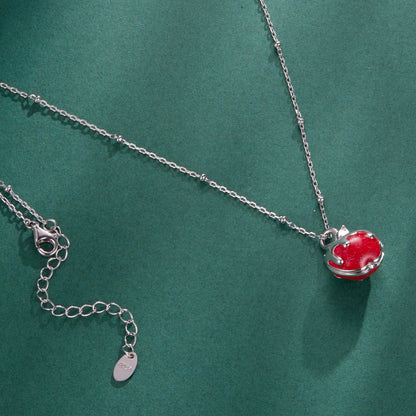 925 Sterling Silver White Gold Plated Enamel Necklace 40+5cm for Women  DestGlow