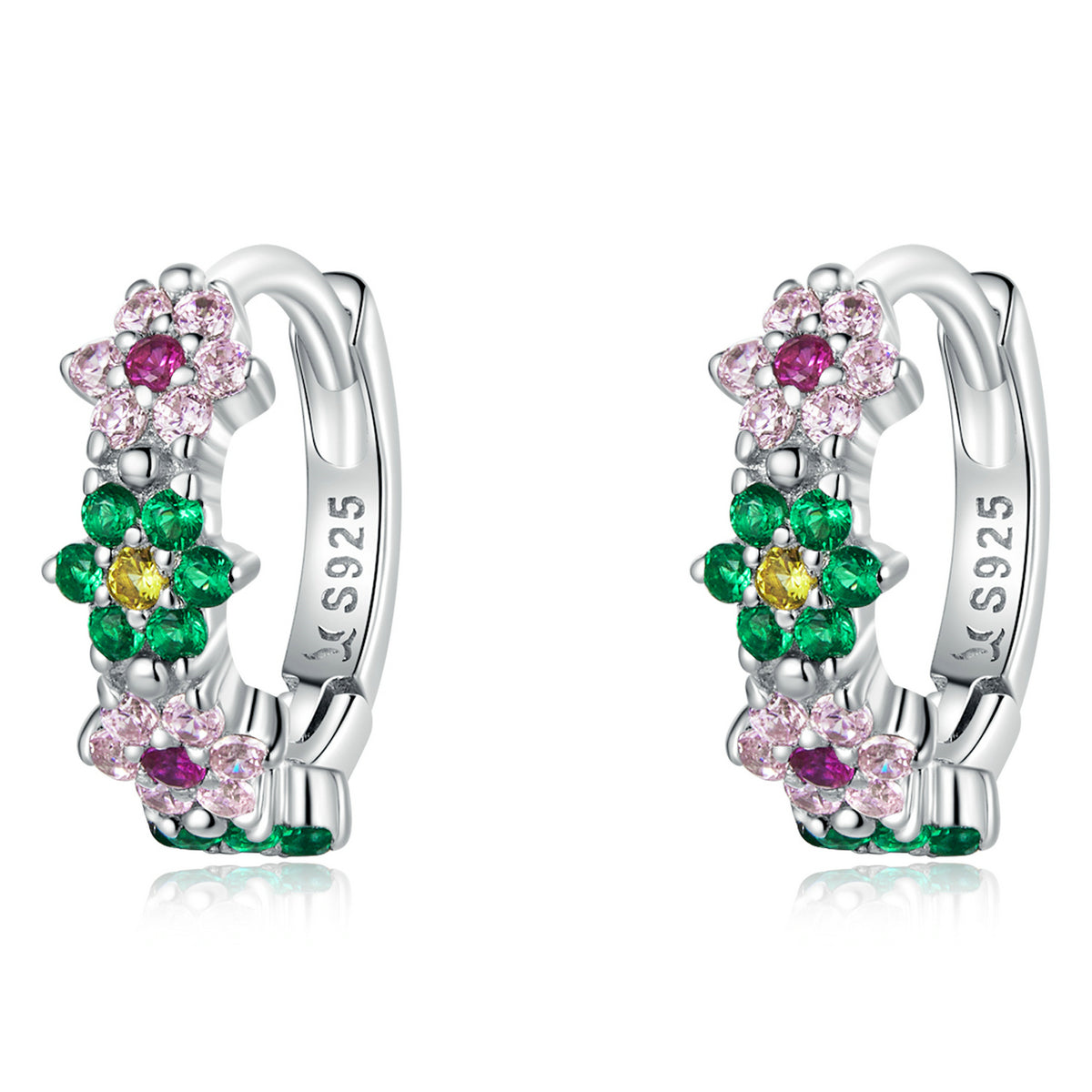 925 Sterling Silver Earrings with CZ in Pavé Setting - 1.3x0.4cm for Women  DestGlow