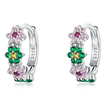 925 Sterling Silver Earrings with CZ in Pavé Setting - 1.3x0.4cm for Women  DestGlow