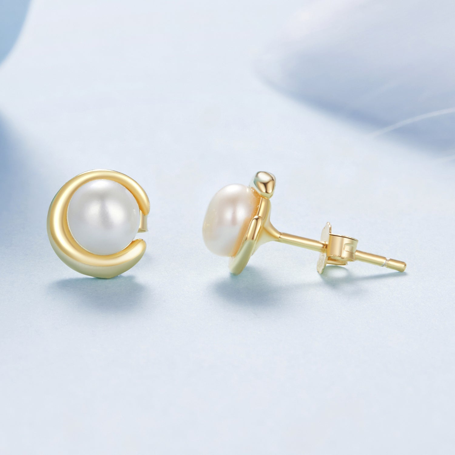 925 Sterling Silver Freshwater Pearl Gold Plated Earrings  DestGlow
