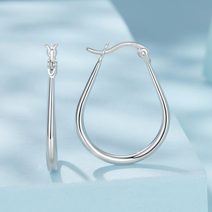 925 Sterling Silver Earrings for Women - 2.9x0.2cm, Plated White Gold, Style L  DestGlow