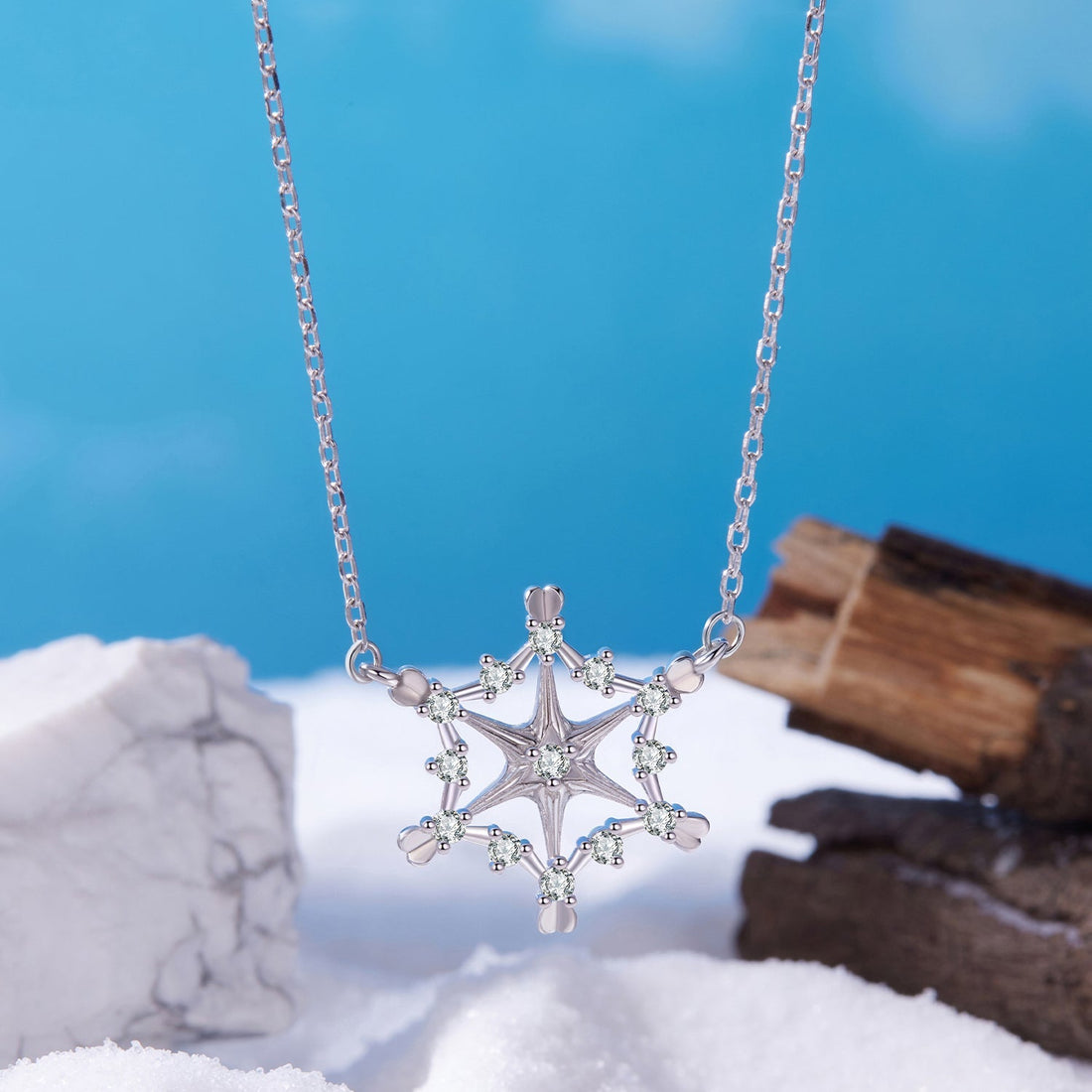 925 Sterling Silver White Gold Plated 1.8x1.9cm CZ Pendant Necklace for Women  DestGlow