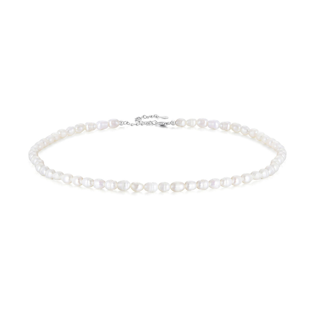 925 Sterling Silver Necklace with Natural Pearl and Platinum Plating, 38+5cm, Women  DestGlow