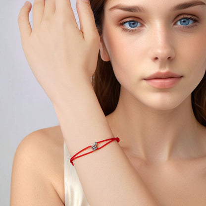 925 Sterling Silver Adjustable Bracelet with CZ and Cotton Rope for Women  DestGlow