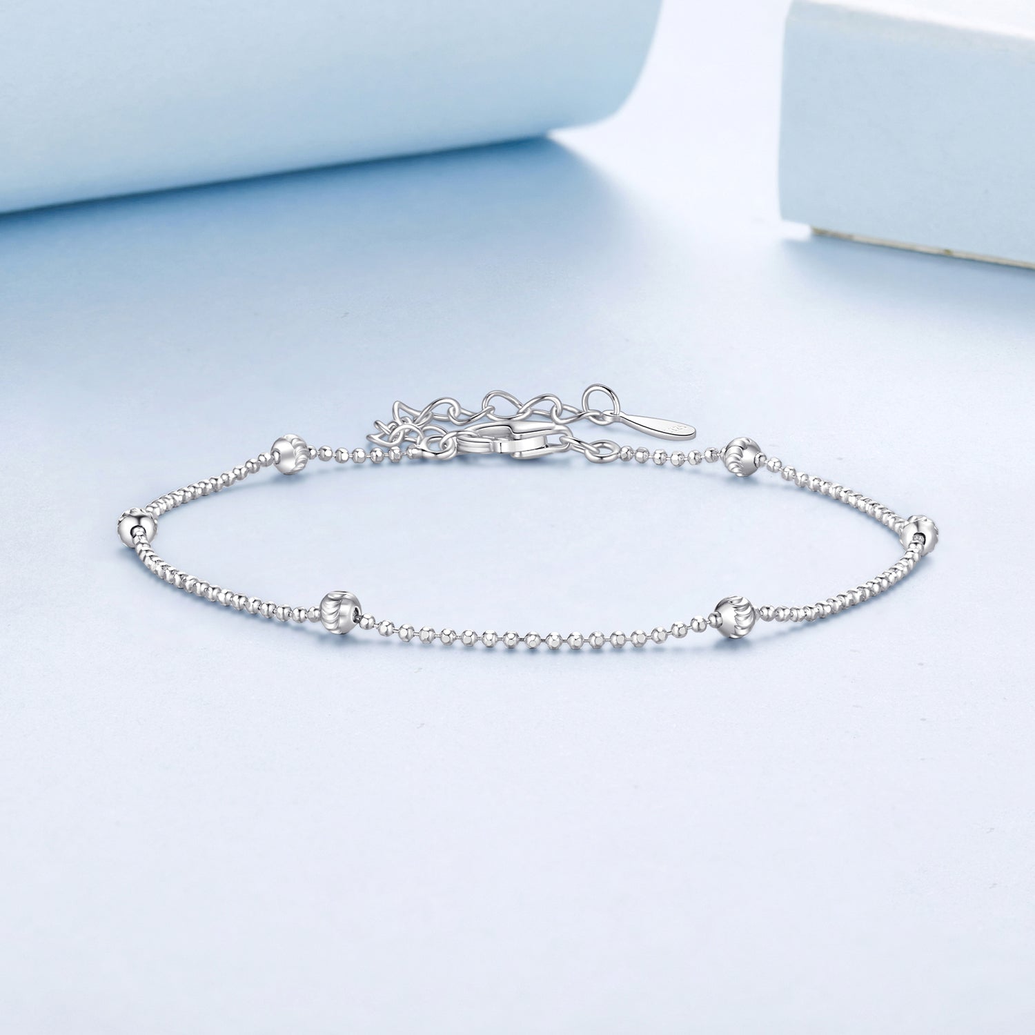 925 Sterling Silver &amp; Plated White Gold Bracelet with Adjustable Length  DestGlow