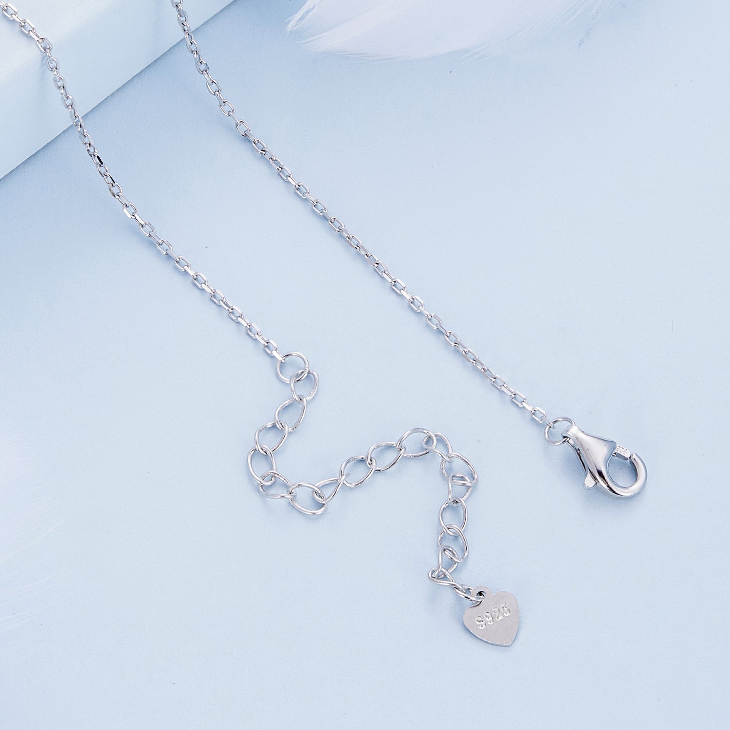 925 Sterling Silver Pendant Necklace with Pavé CZ and Plated Platinum