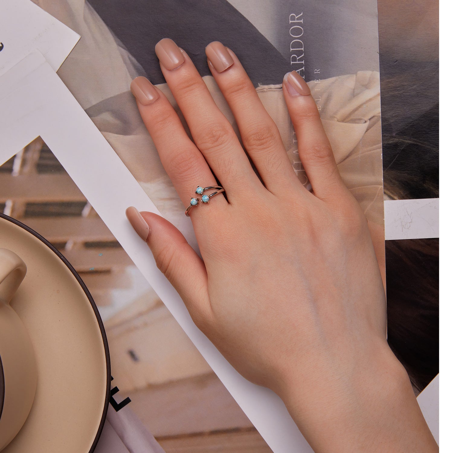 925 Sterling Silver Translucent Opal Ring for Women by Bids.com