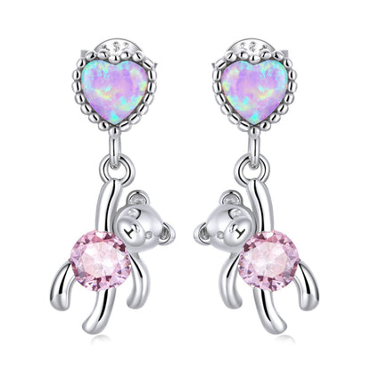 925 Sterling Silver Earrings with Translucent Opal and CZ for Women